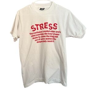 Vintage 90’s Stress script shirt Screen Stars Best Made in USA SZ M Vulgar